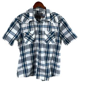 EUC American Rag Men's Blue and White Shirt Sz XL